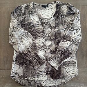 EUC 1. State Button Down Snakeskin Blouse